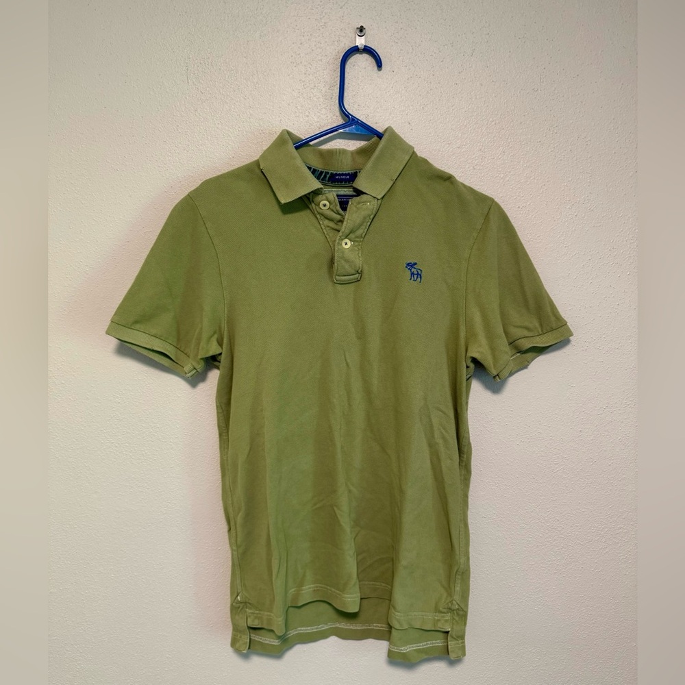 Abercrombie & Fitch Men’s Vintage Moose Logo Short Sleeve Green Polo. Lg. Used